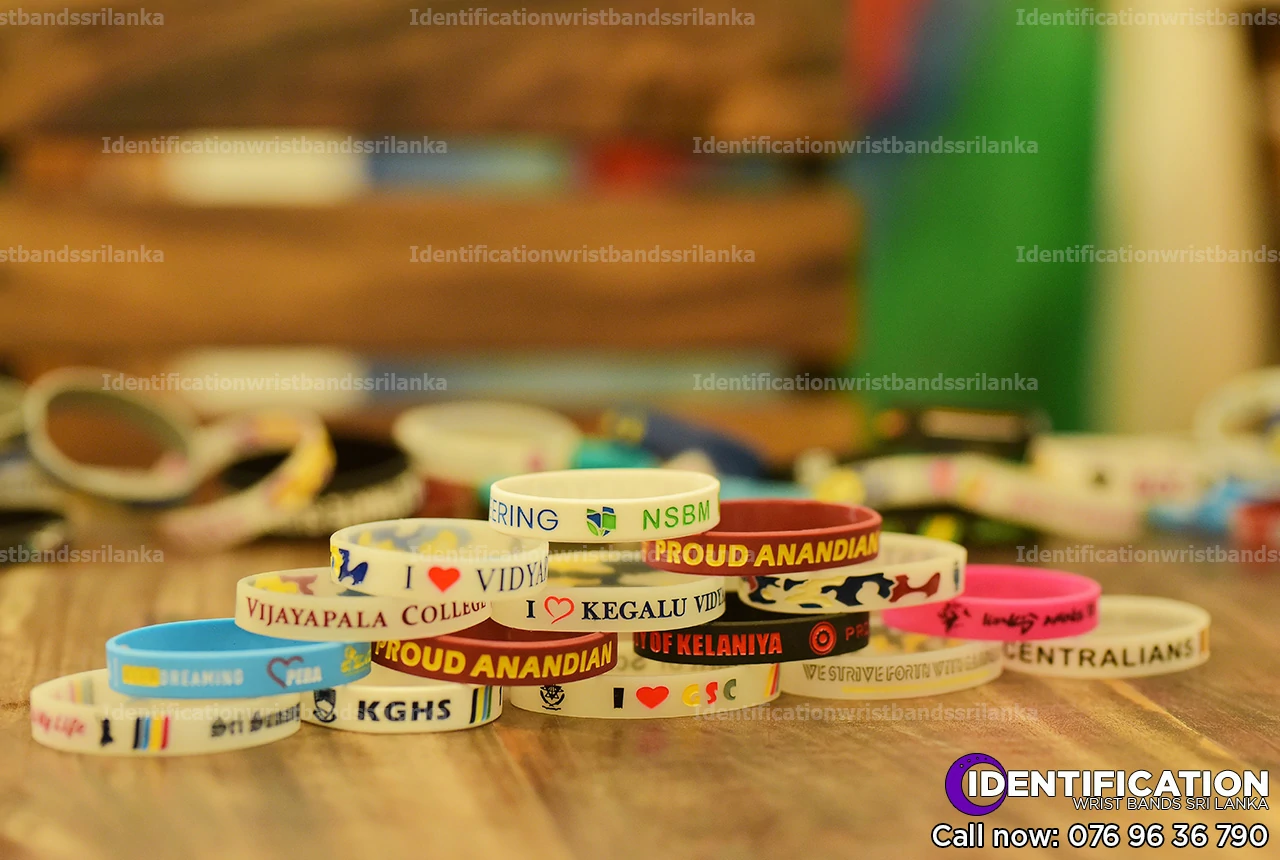 Debossed silicone identification wristbands, design for school big match events in Sri Lanka