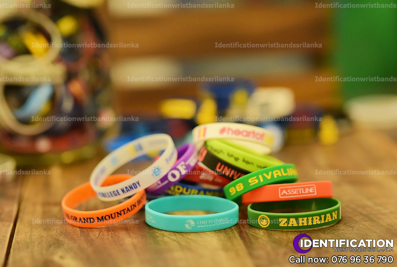 Debossed and  normal printed silicone identification wristbands colection